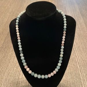 Blue and pink bead necklace